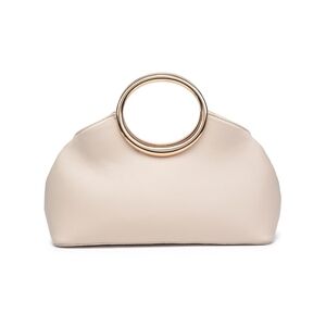 Urban Expressions Chic Cream Leather Women's Handbag with Gold Ring Handle